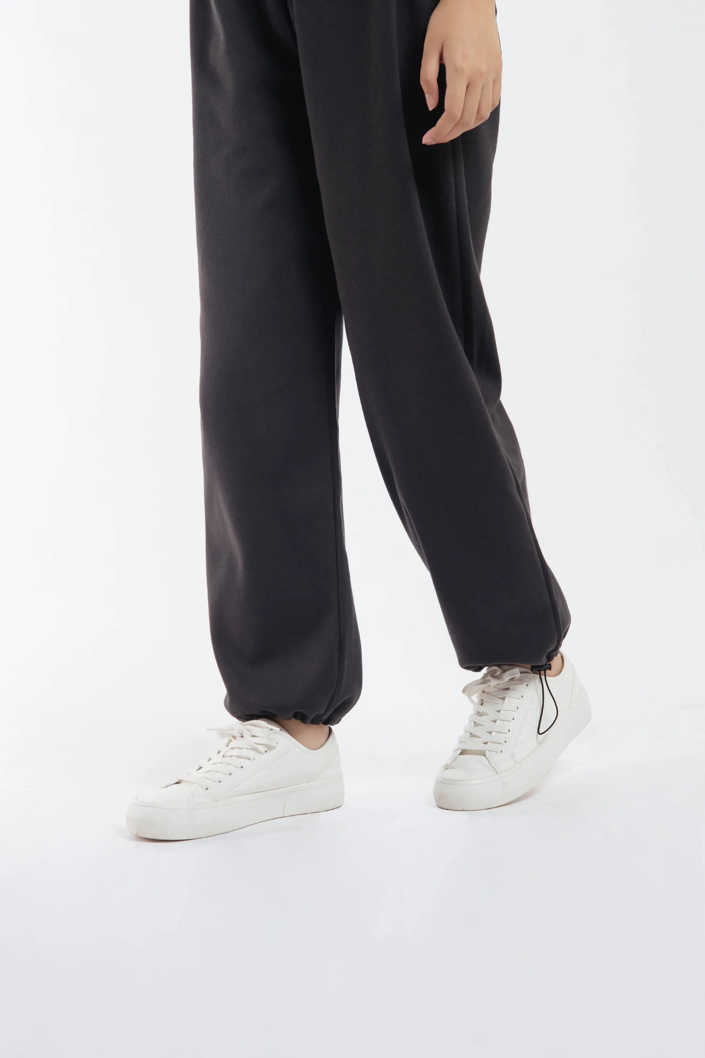 Dark Grey Cotton Fleece Two Way Pants
