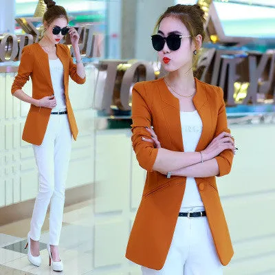 One Button Thin Women Blazer
