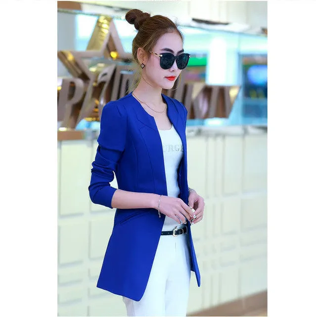 One Button Thin Women Blazer